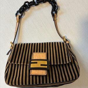 Vintage Velvet Fendi Baguette - Backelite Chain Strap
